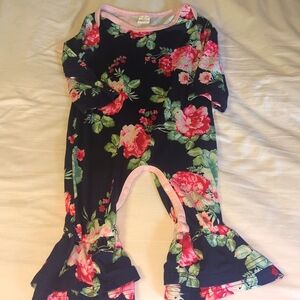 9-12 month floral button long leg onesie from boutique